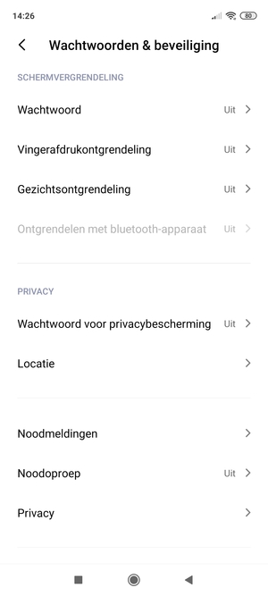Scroll naar en selecteer Privacy