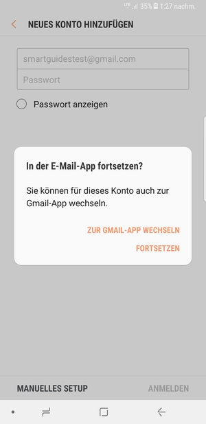 Wählen Sie FORTSETZEN