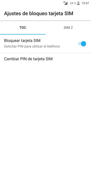 Seleccione Public y Cambiar PIN de tarjeta SIM
