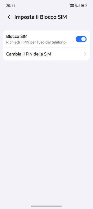 Seleziona Cambia il PIN della SIM