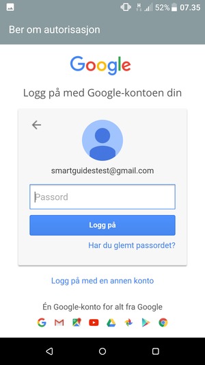 Skriv inn passord og velg Logg på