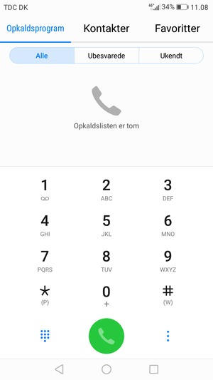 Tryk og hold 1-tallet nede