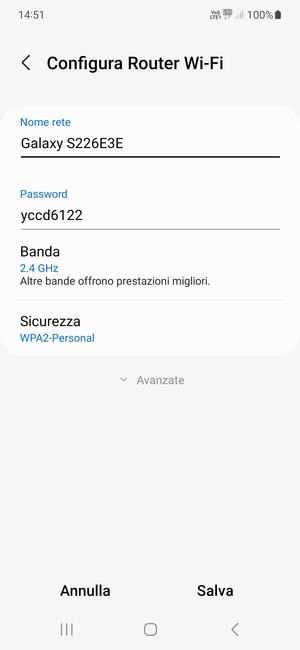 Inserisci una password di almeno 8 caratteri e seleziona Salva