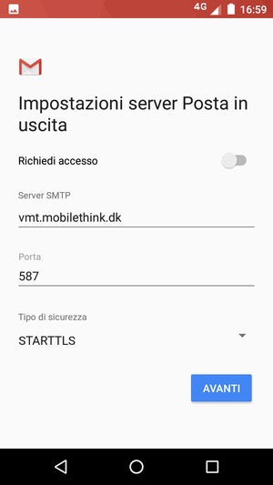 Seleziona Tipo di sicurezza