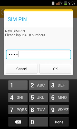 Enter your New SIM PIN and select OK