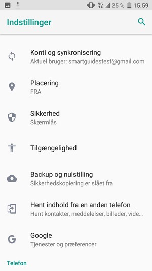 Scroll til og vælg Backup og nulstilling