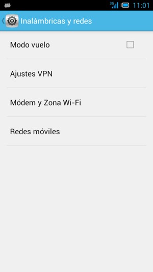 Seleccione Módem y Zona Wi-Fi
