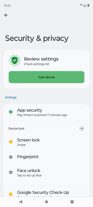 Select Screen lock