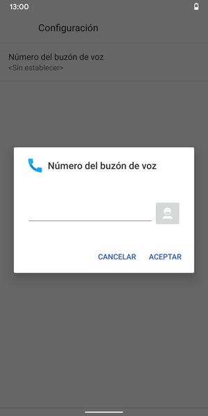 Introduzca el Número del buzón de voz y seleccione ACEPTAR