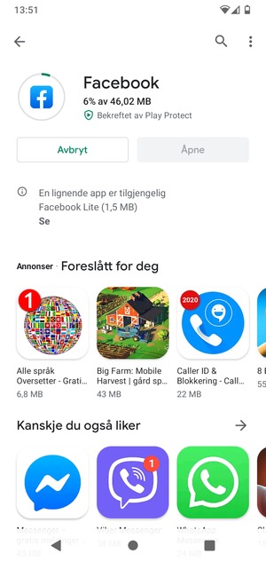 Vent til installasjonen er ferdig