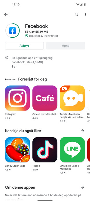 Vent til installasjonen er ferdig
