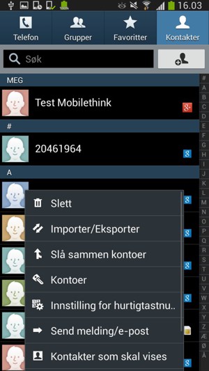 Velg Importer/Eksporter