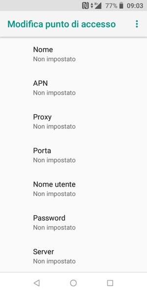 Inserisci le informazioni di Internet