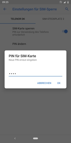 Bestätigen Sie Ihre neue PIN der SIM-Karte und wählen Sie OK