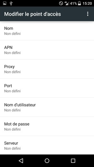 Saisissez les informations Internet