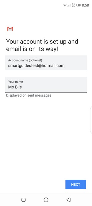 Give your account a name and enter your name. Select NEXT