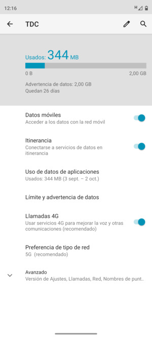 Activar o desactivar Itinerancia