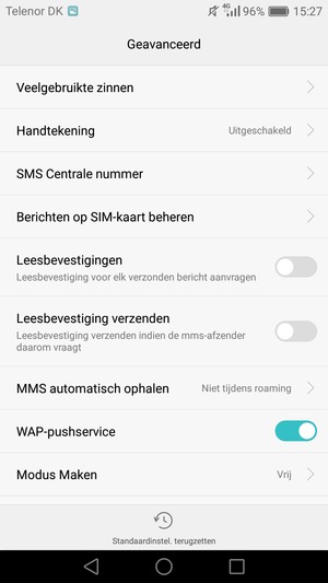 Selecteer SMS Centrale nummer