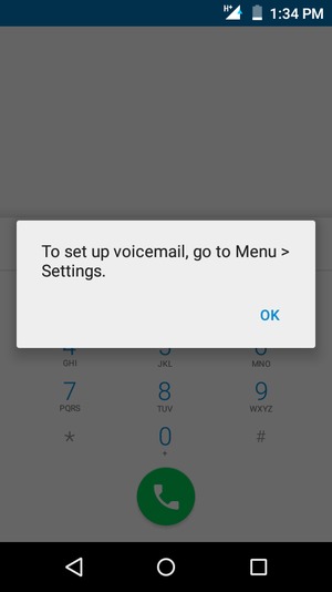 If your voicemail is not set up, select OK