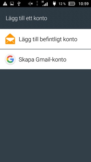 Välj Lägg till befintligt konto