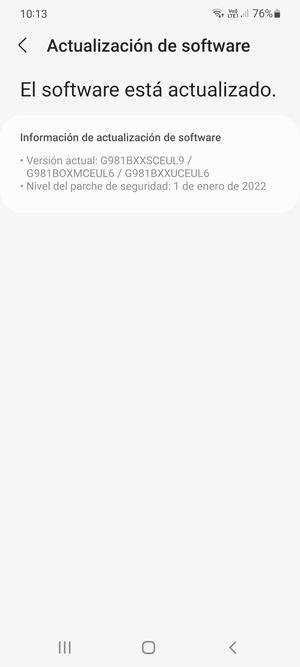 Si su teléfono está actualizado, verá la siguiente pantalla