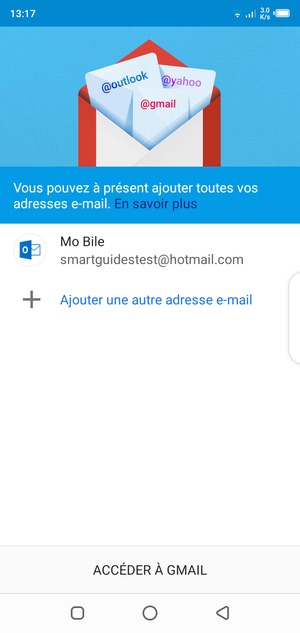 Sélectionnez ACCÉDER  À GMAIL