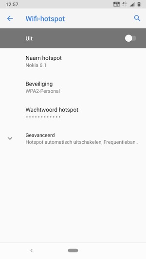 Selecteer Wachtwoord hotspot