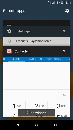 Selecteer Alles wissen om alle actieve apps te sluiten