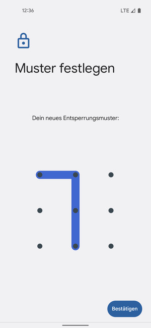Zeichnen Sie das Entsperrmuster erneut und wählen Sie Bestätigen