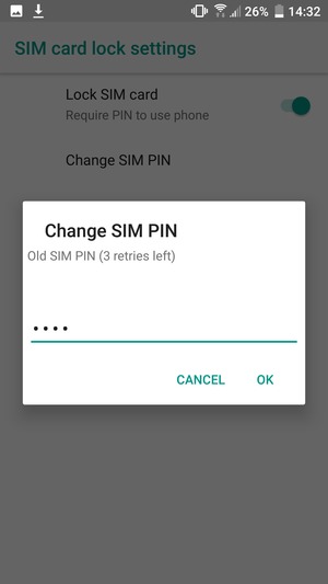 Enter your Old SIM PIN and select OK
