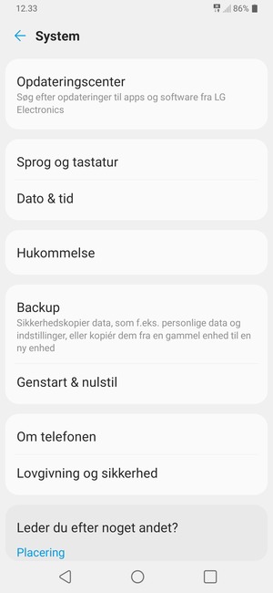 Vælg Backup