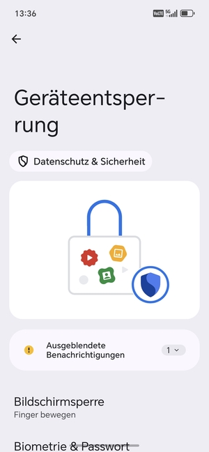 Wählen Sie Bildschirmsperre