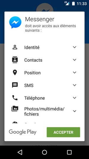 Sélectionnez ACCEPTER