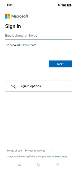 Enter your Email address and select Next