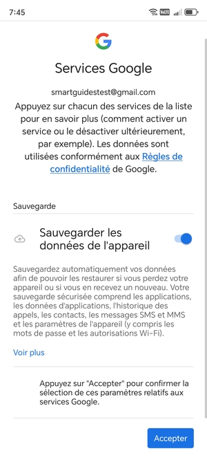 Sélectionnez Accepter