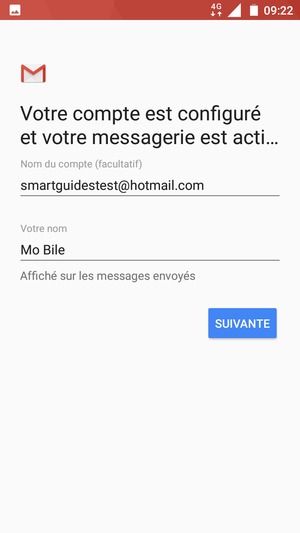 Donnez un nom à votre compte et saisissez votre nom. Sélectionnez SUIVANTE