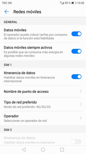 Activar o desactivar Itinerancia de datos