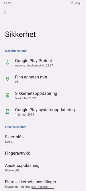 Velg Skjermlås