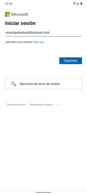 Introduzca su Dirección de correo electrónico y seleccione Siguiente
