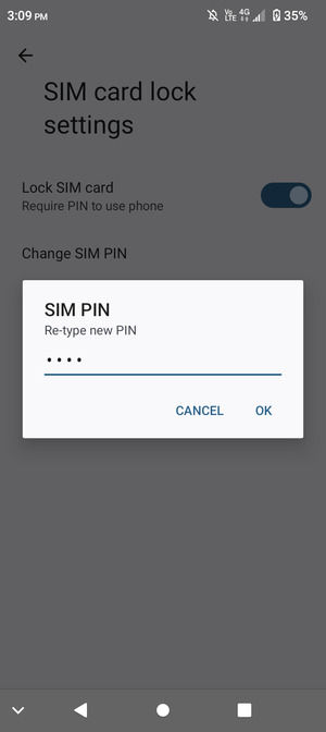 Confirm your new SIM PIN and select OK