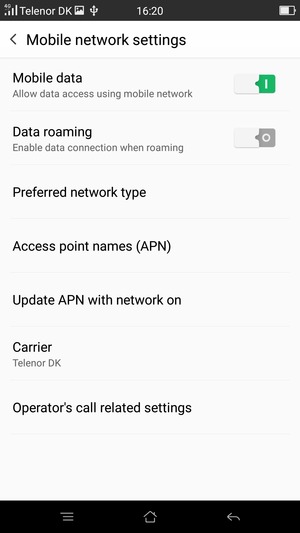 Select Preferred network type