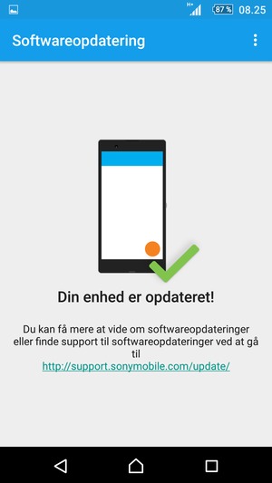 Hvis din telefon er opdateret, vil du se følgende skærmbillede.