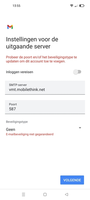 Selecteer VOLGENDE