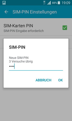 Geben Sie Ihre Neue SIM-PIN ein und wählen Sie OK