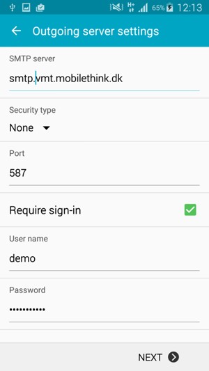 Enter Outgoing server address