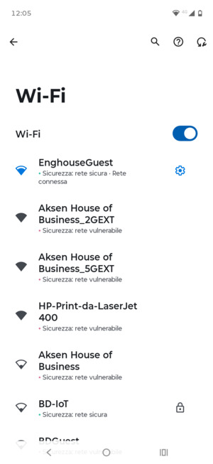 Ora sei connesso alla rete Wi-Fi