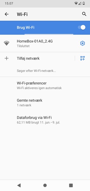 Du er nu tilsluttet Wi-Fi netværket