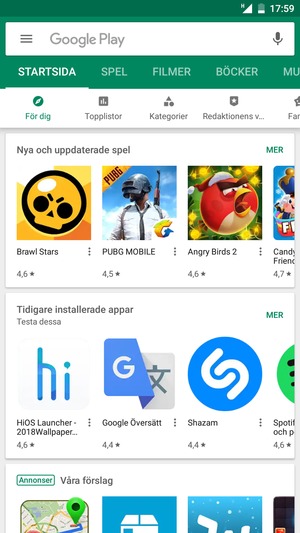 Tryck på sökfältet