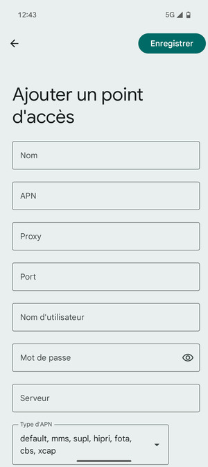 Saisissez les informations Internet