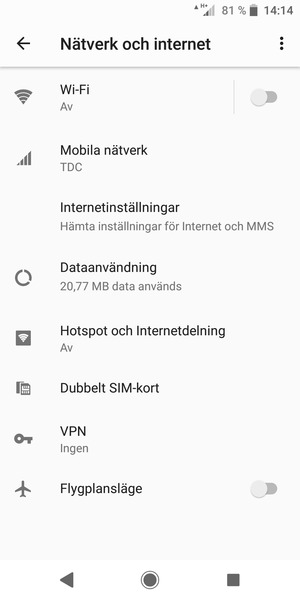 Välj Internetinställningar